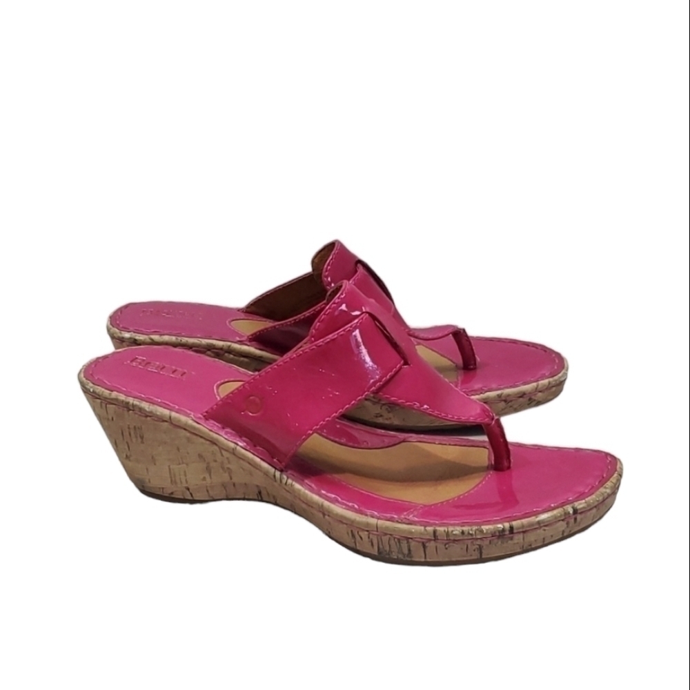 Born Big Girls Youth Cork Wedge Sandals shoes sz 4